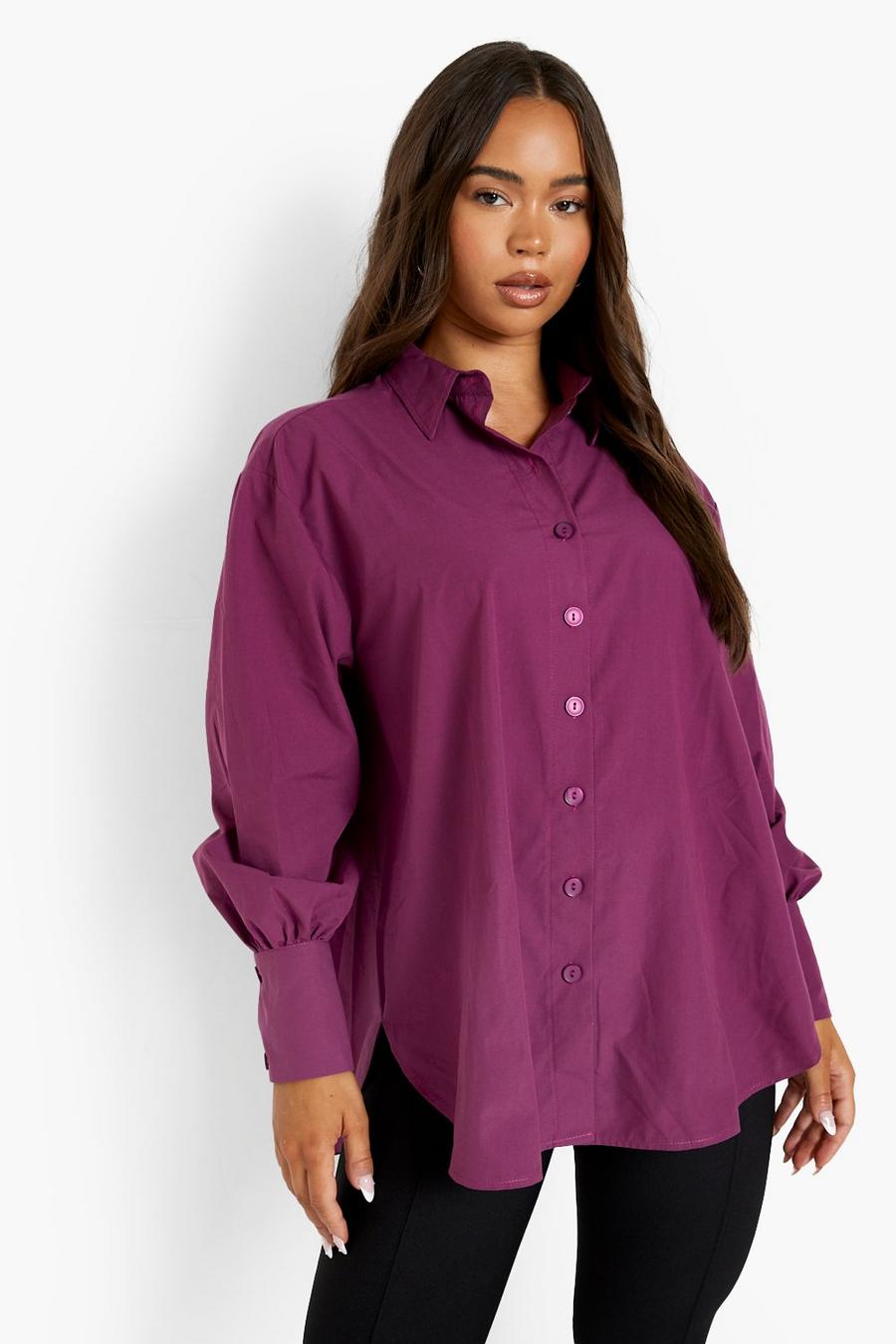 Purple Cotton Oversized Shirt image number 1