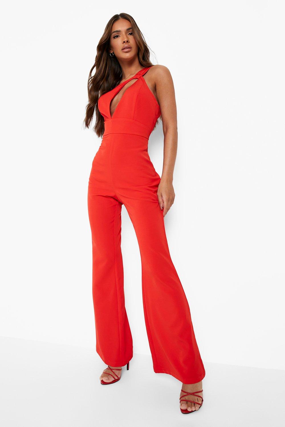 Plus Size Sequin V-Neck Flared Jumpsuit