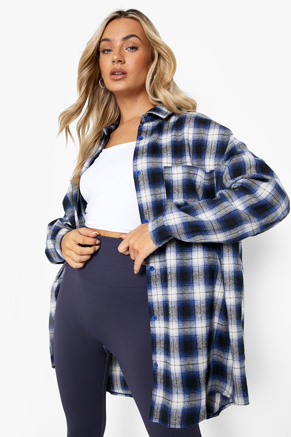 boohoo Oversized Flannel Shirt - Women's Checked Shirts