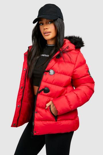 Short Quilted Bubble Jacket red