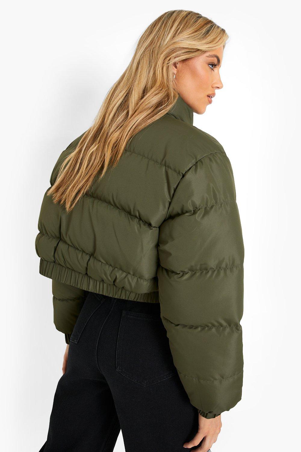 Cropped green puffer jacket hotsell