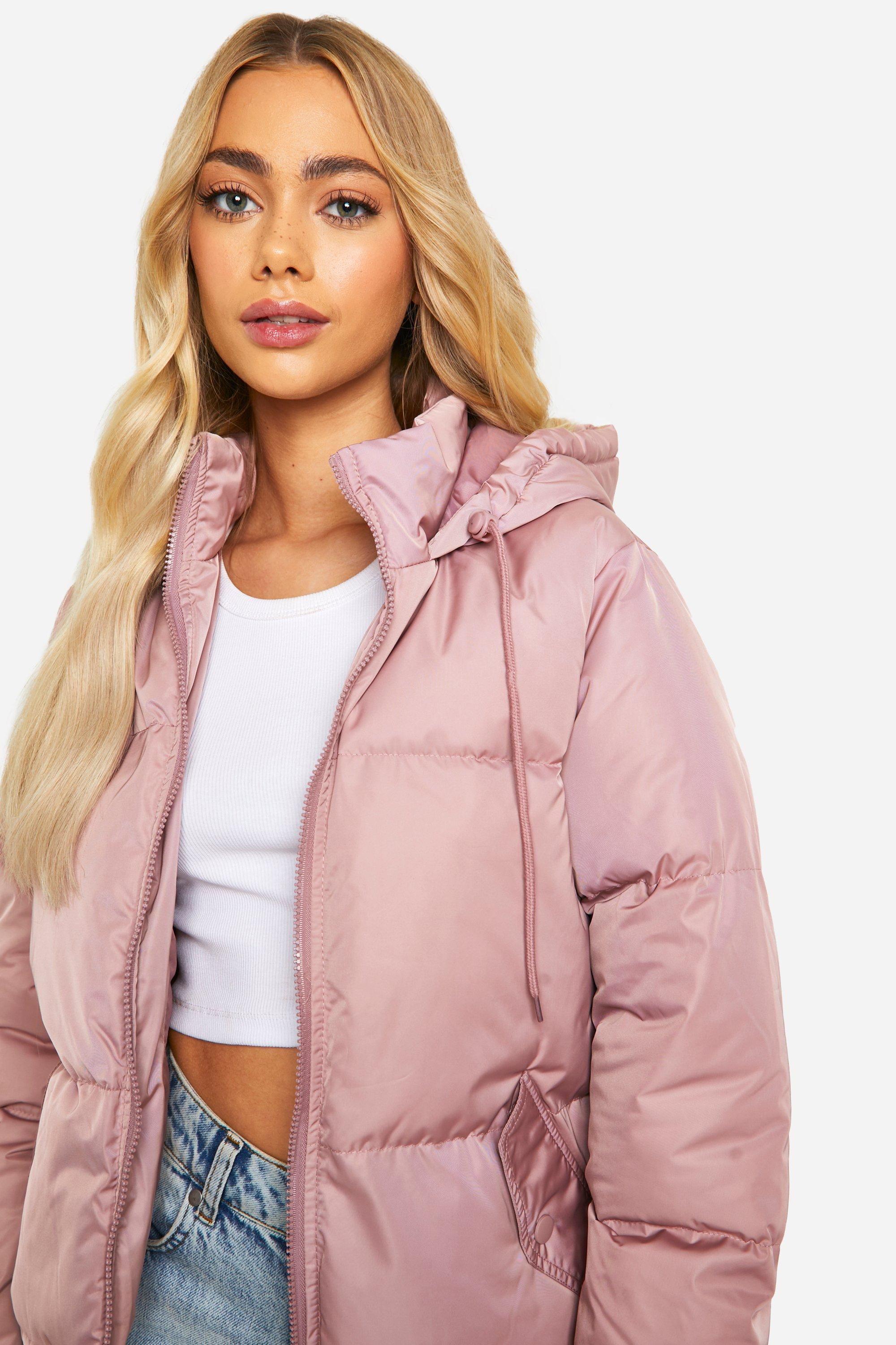 Pink hooded 2025 puffer jacket