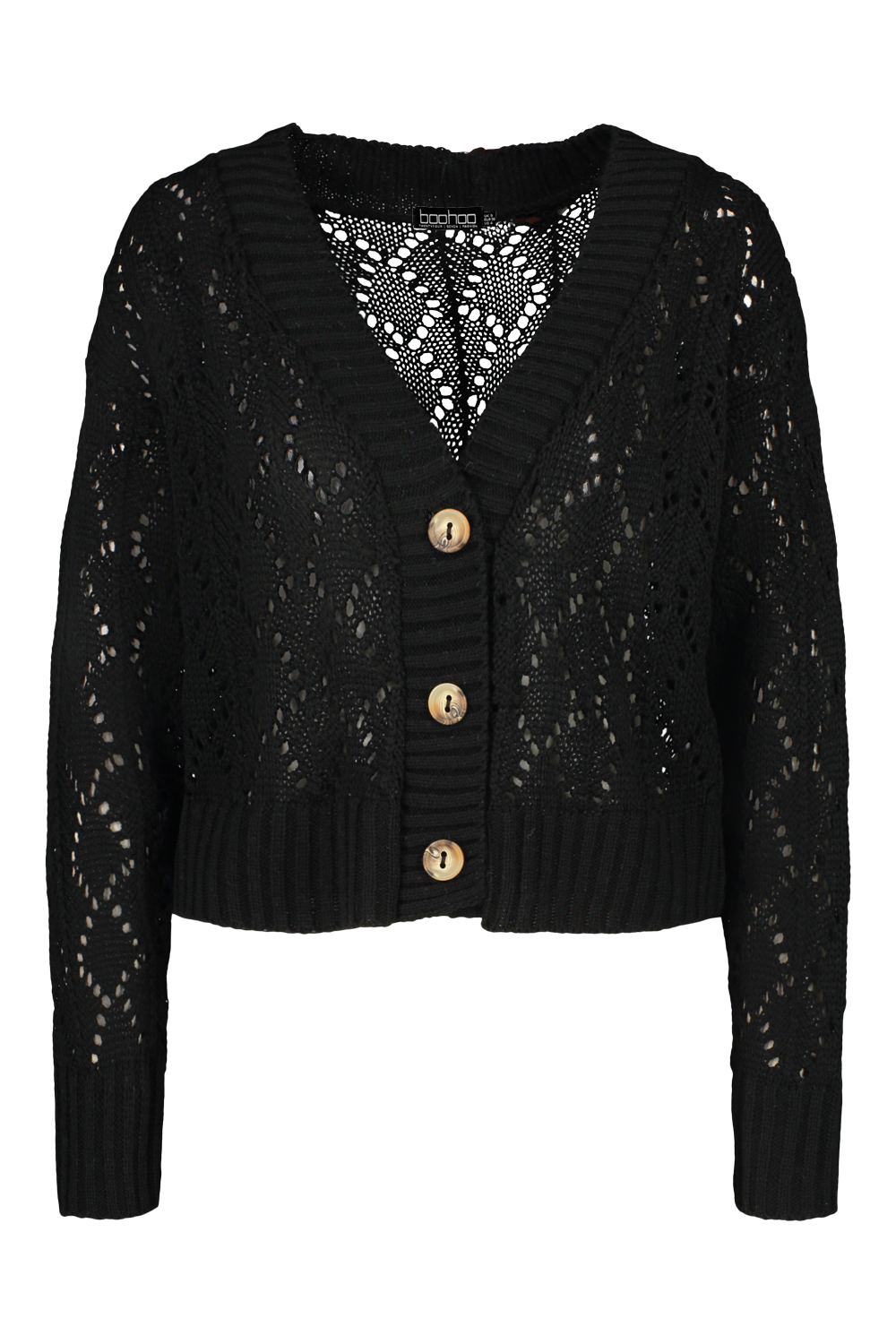 Pointelle cardigan clearance black