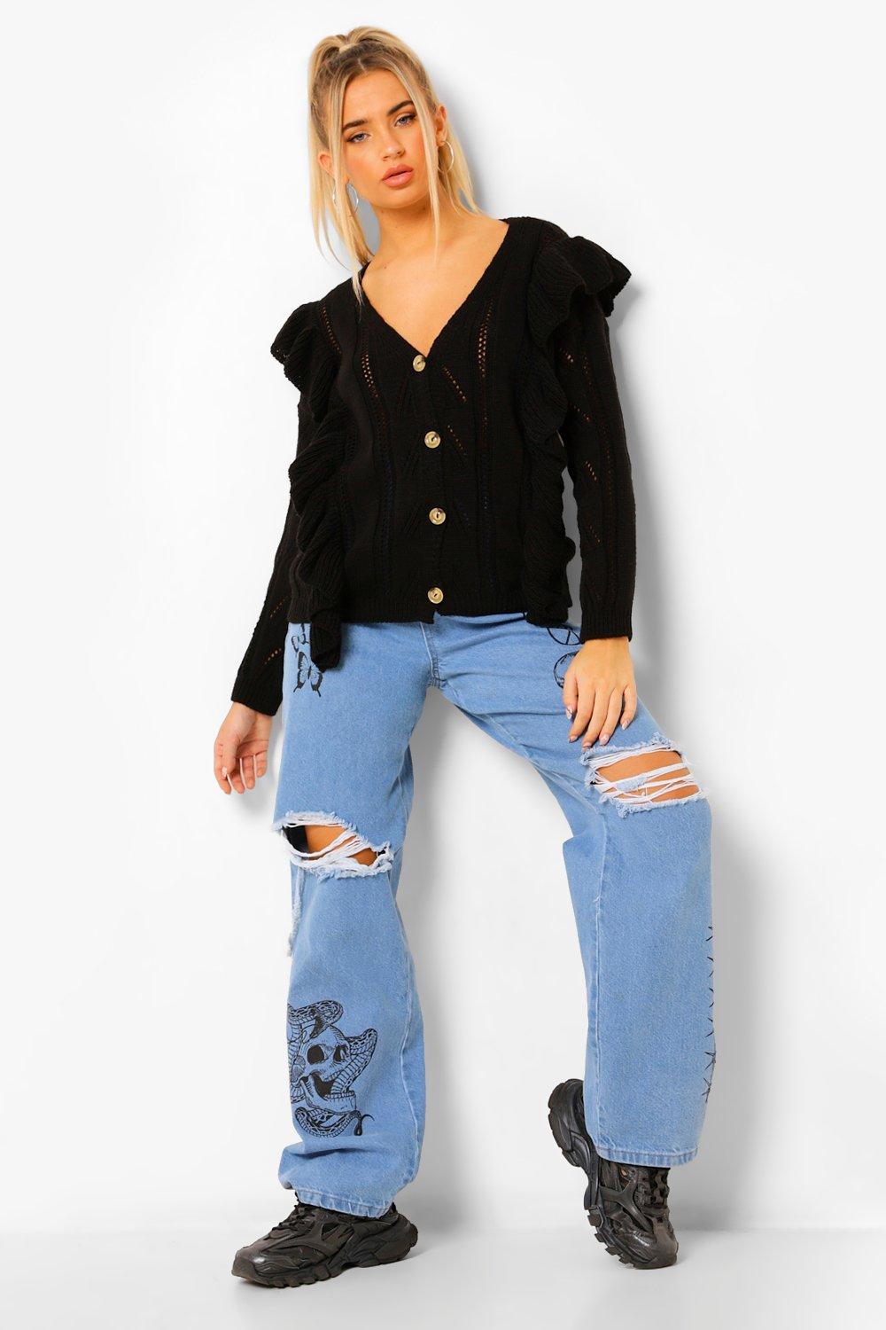Womens ruffle cardigan sales
