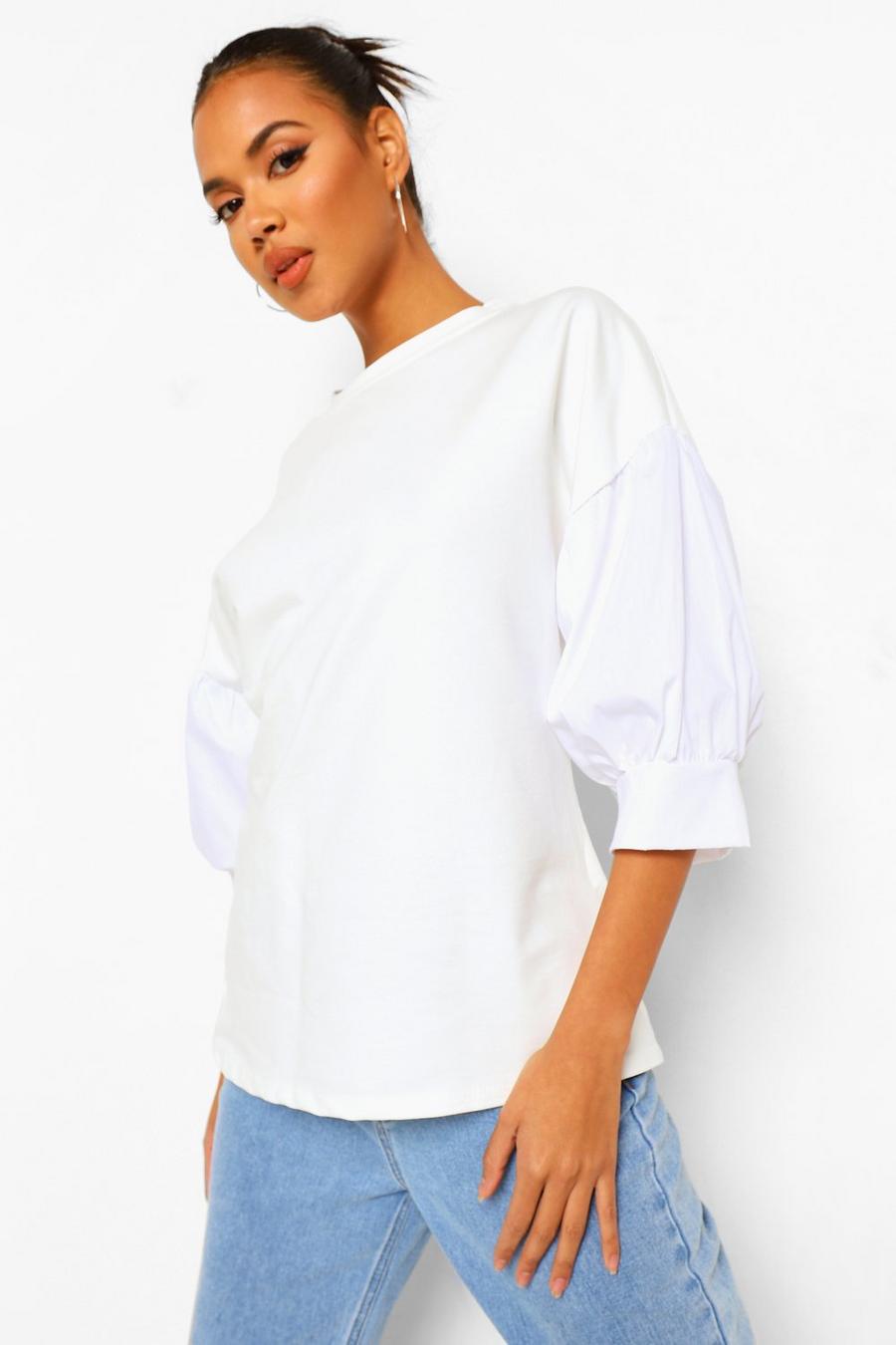 Ivory Sweatshirt med kontrastärm image number 1