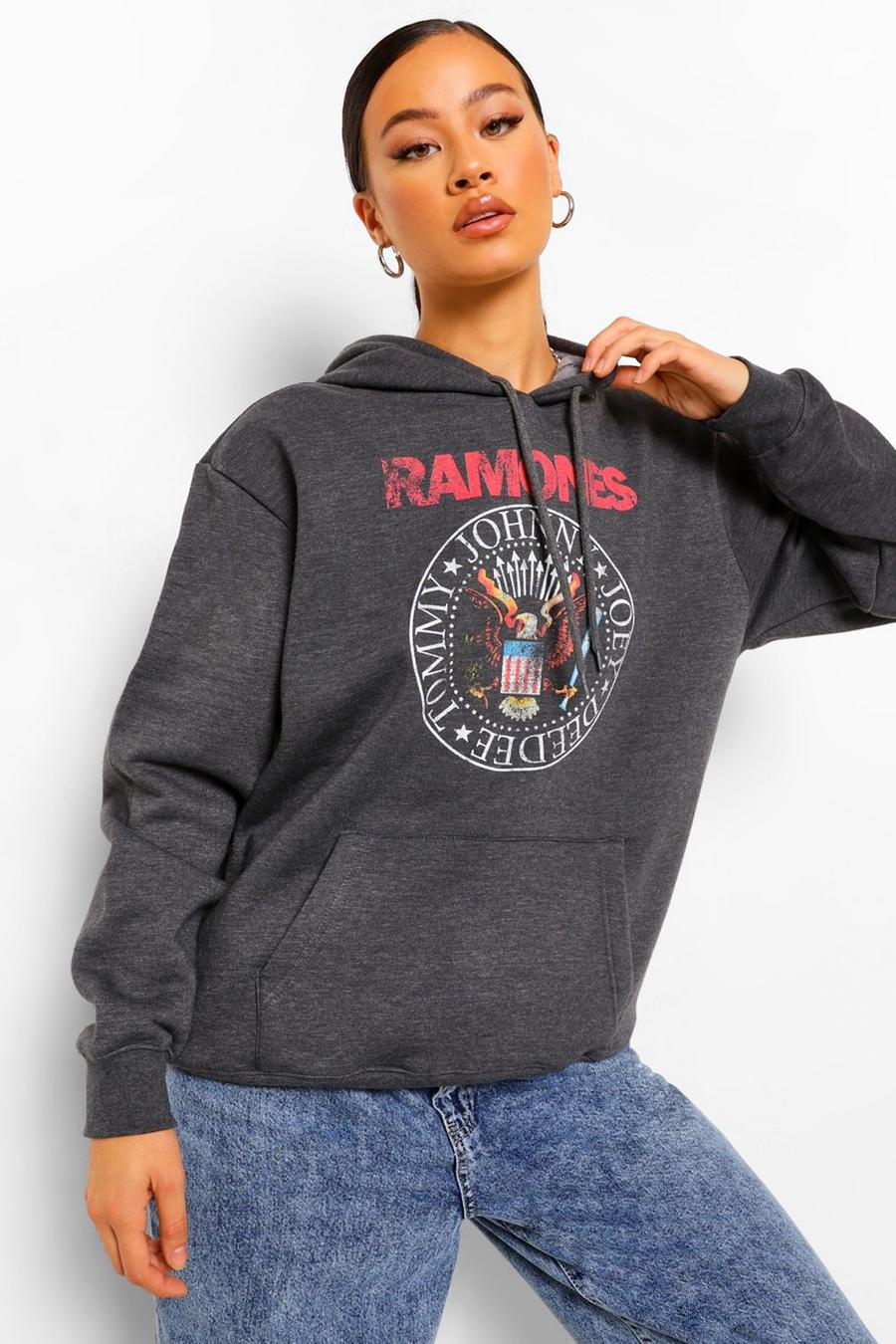 Charcoal "Ramones" Hoodie med officiellt tryck image number 1