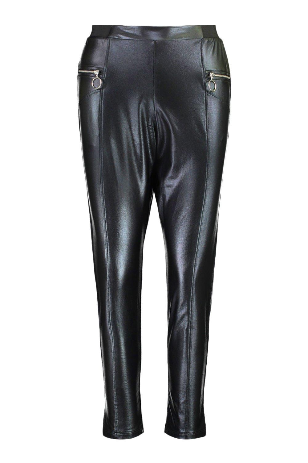 Faux Leather Zip Front Pants