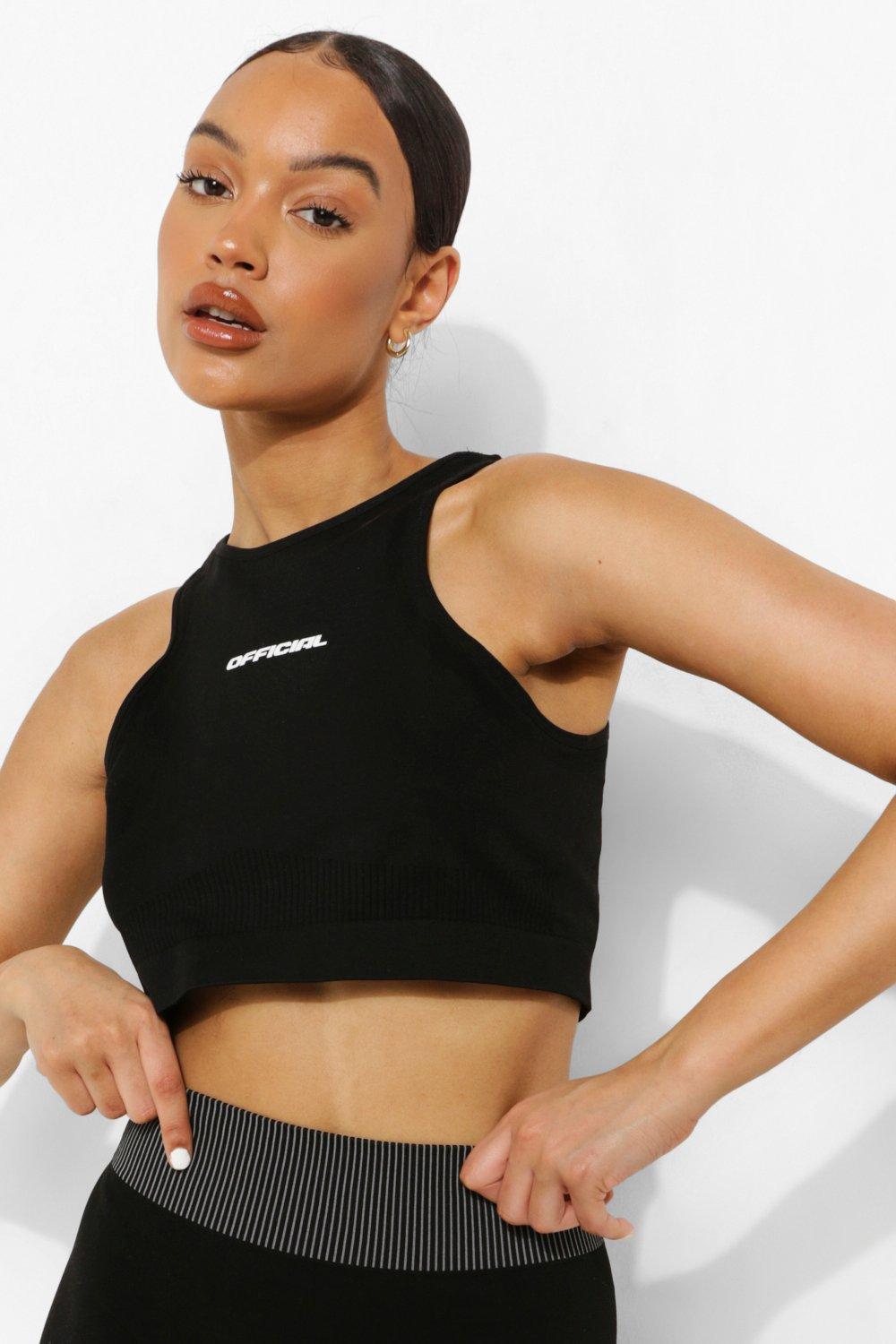 Black Seamless Body Sculpting Halter Active Crop Top