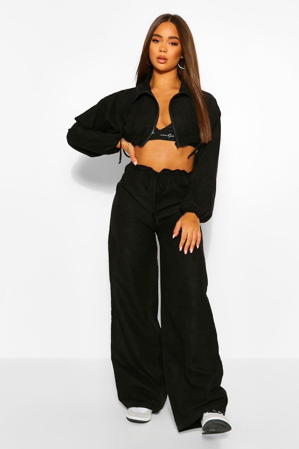Nep Suede Wide Leg Utility Joggingbroek boohoo