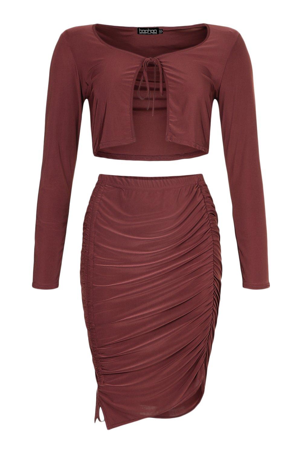 ruched skirt two piece