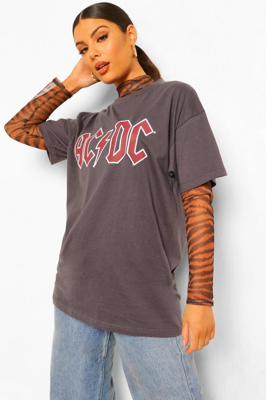 Charcoal Acdc Logo License Graphic T-Shirt image number 1