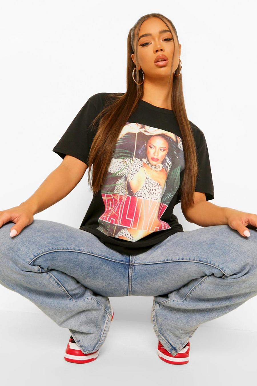 טישרט ממותג עם הדפס תמונה Aaliyah image number 1