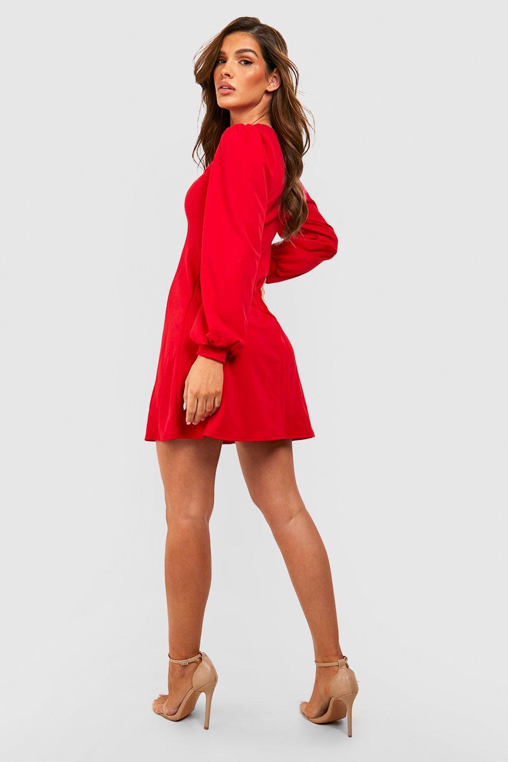 Missguided red skater on sale dress