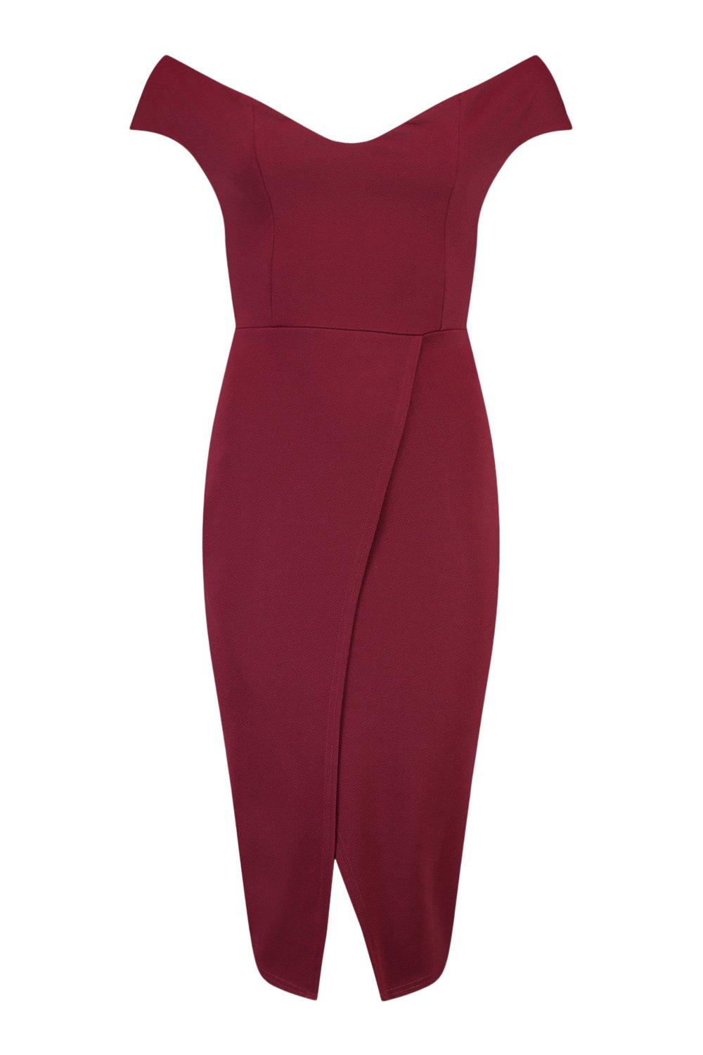 Off the shoulder wrap skirt midi dress best sale