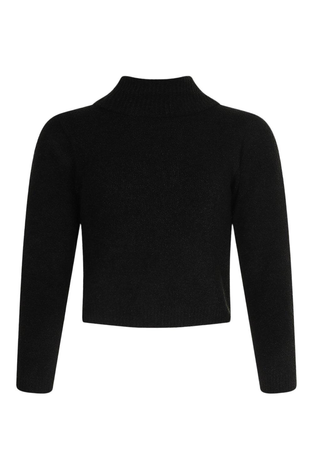 white fluffy polo neck jumper