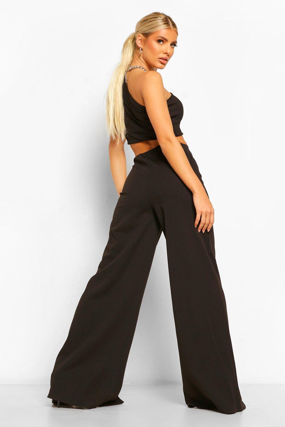 Plus Black Seam Front Split Hem Leggings