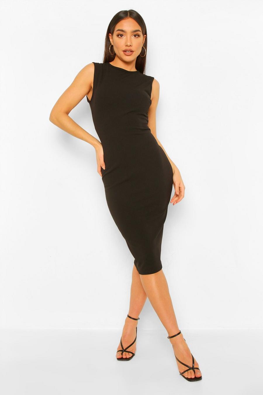 Black Tailored Cut Out Back Midi Dress image number 1