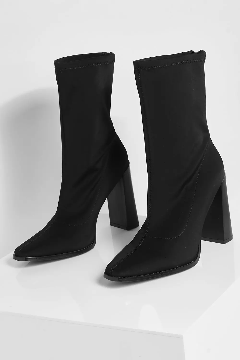Mid block heel sock boots best sale