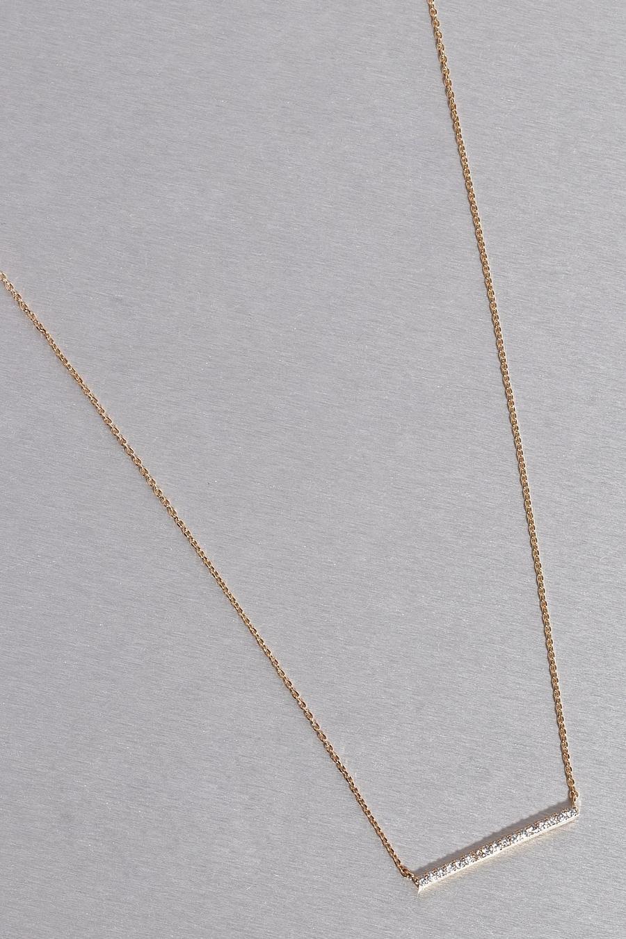 Gold Premium Cubic Zirconia Bar Necklace image number 1