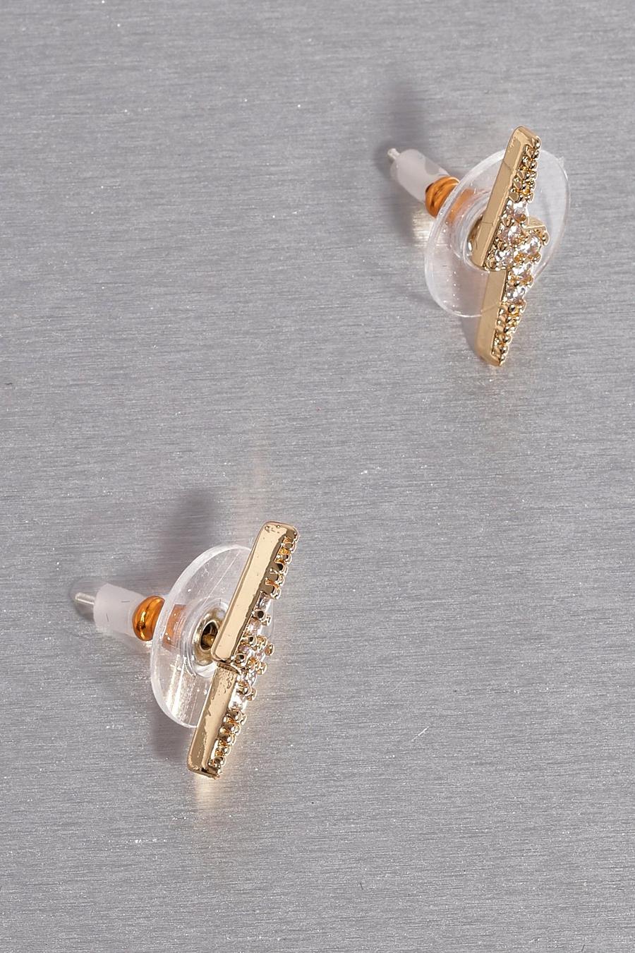 Premium - Boucles d'oreilles strassés en forme d'éclair, Gold image number 1