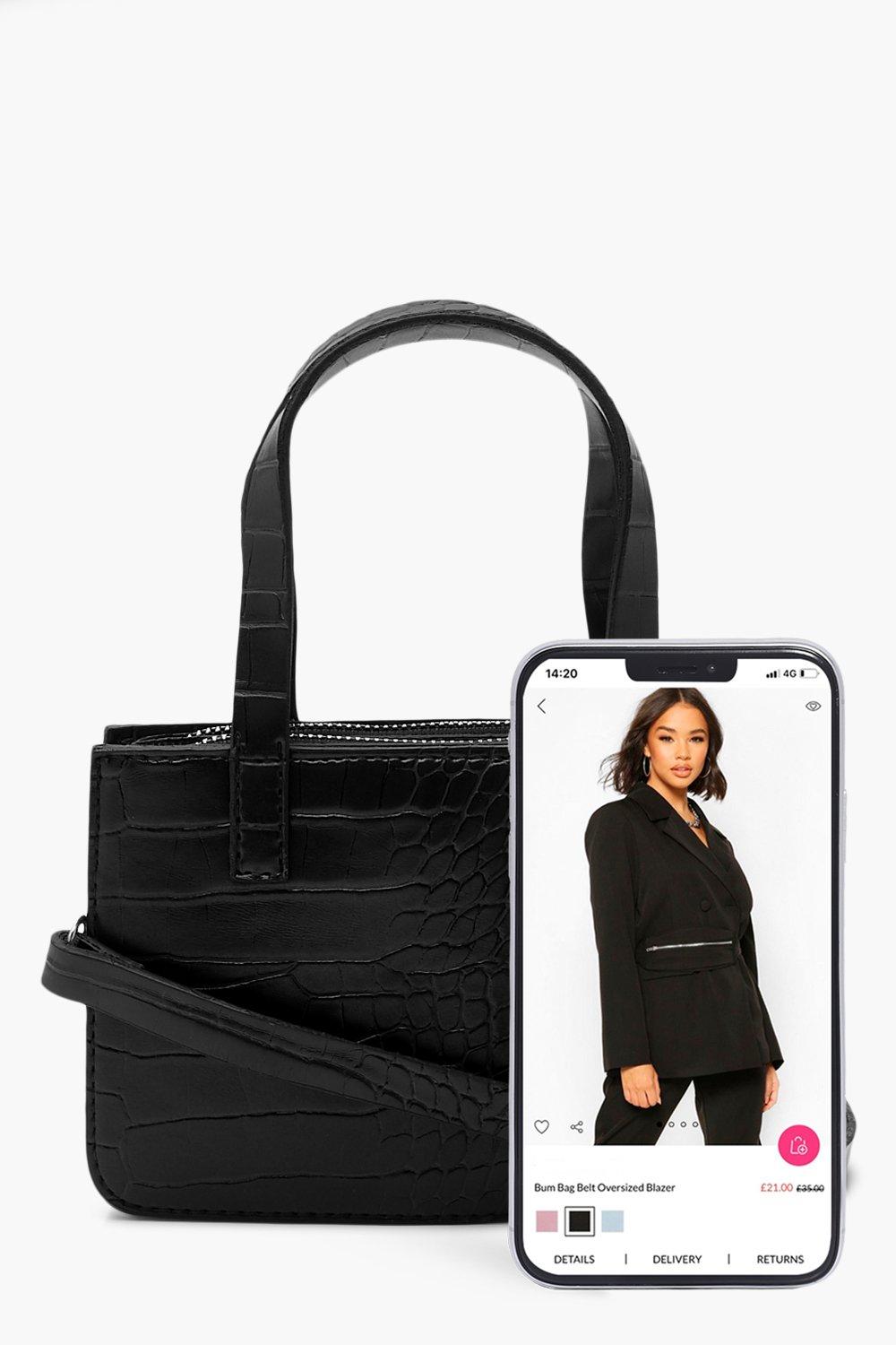 Mini Crossbody Tasche in Kroko Optik mit Griff boohoo DE