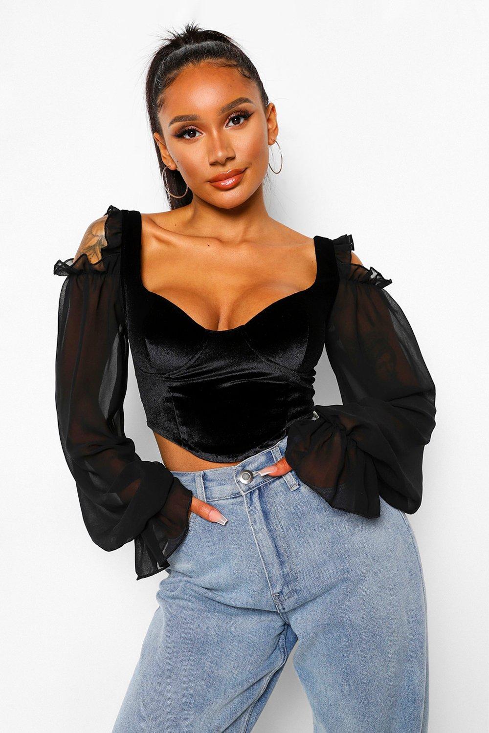 black velvet bustier top