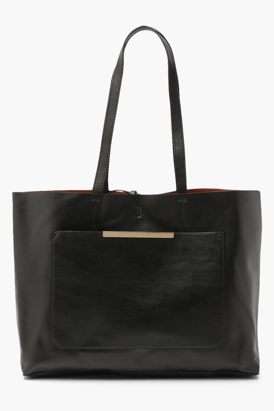 Black Bar Detail Shopper Bag image number 1