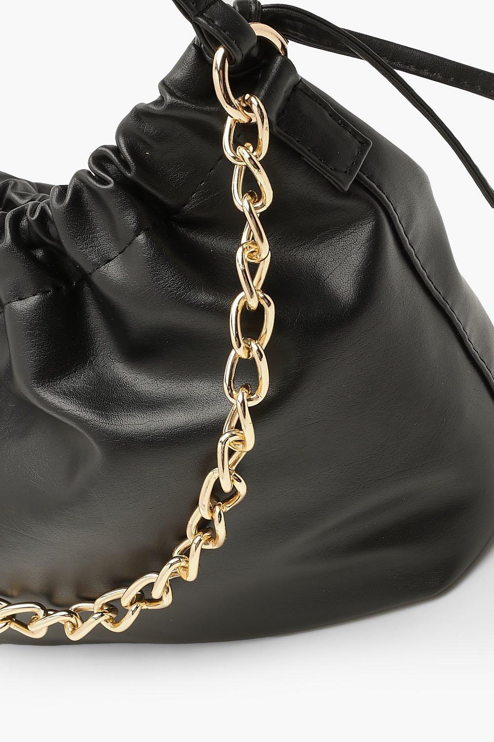 Pu Bucket Bag And Chain Cross Body Bag