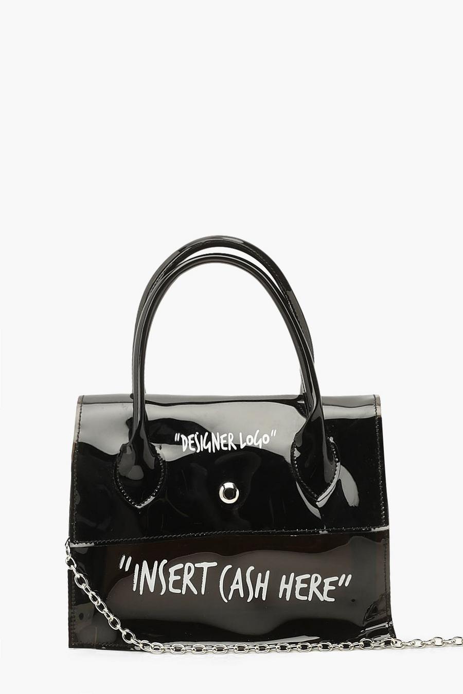 "Insert Cash" Transparent väska med slogan image number 1