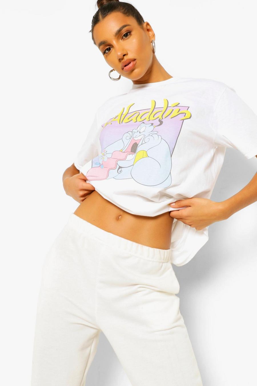 White Disney T-shirt med Aladdin-tryck image number 1