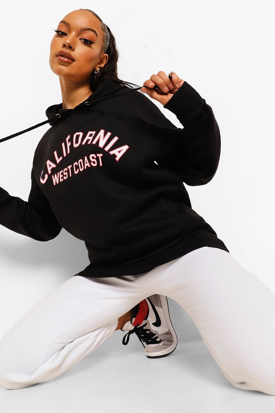 Black California Oversize hoodie med slogan image number 1