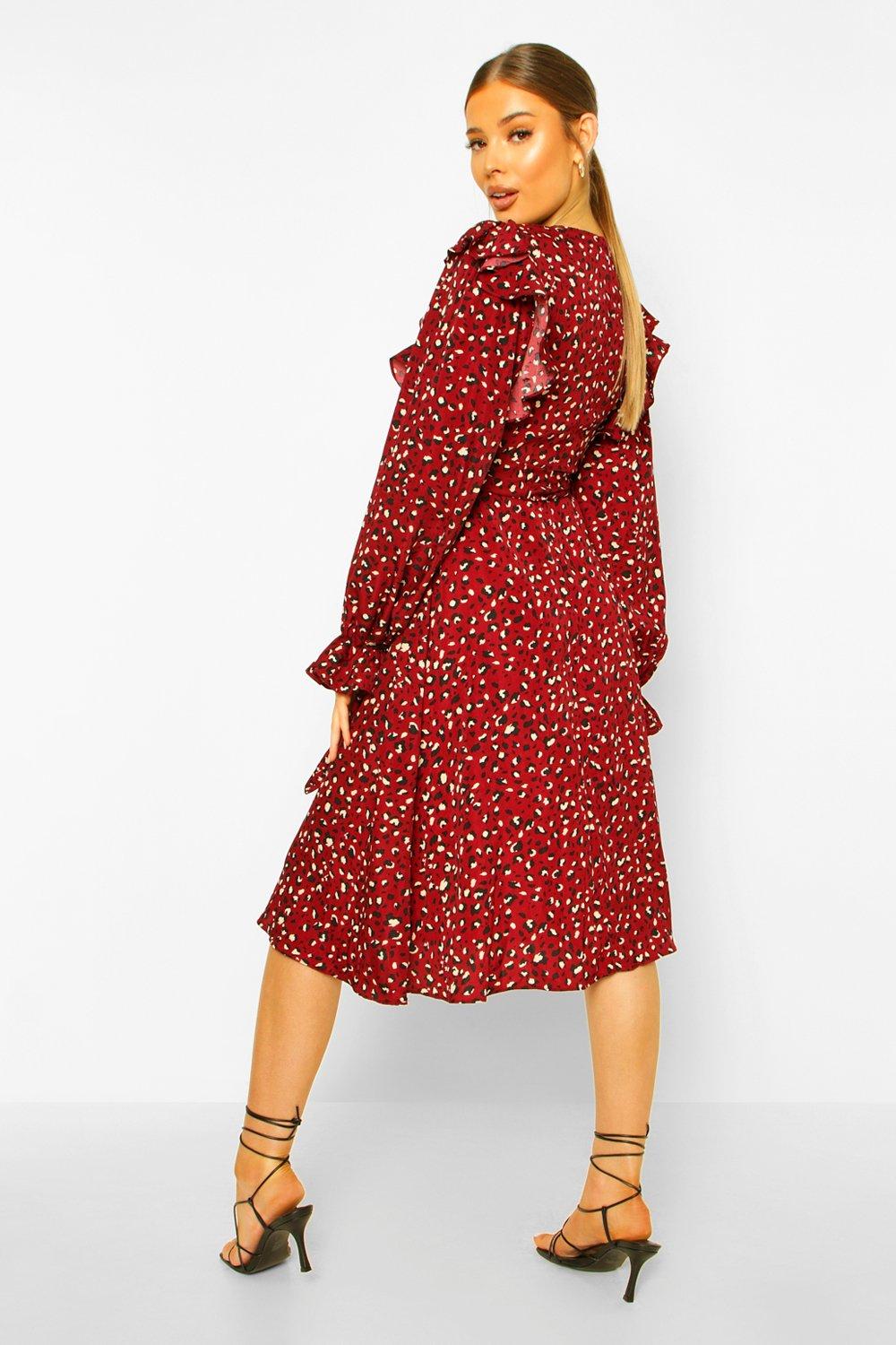 red leopard print dress boohoo