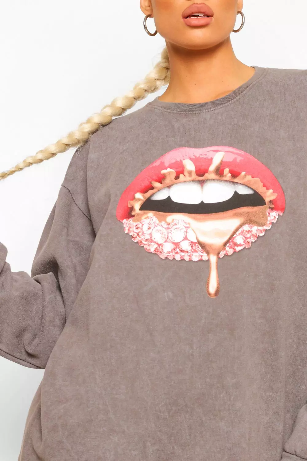 Lip print outlet sweater