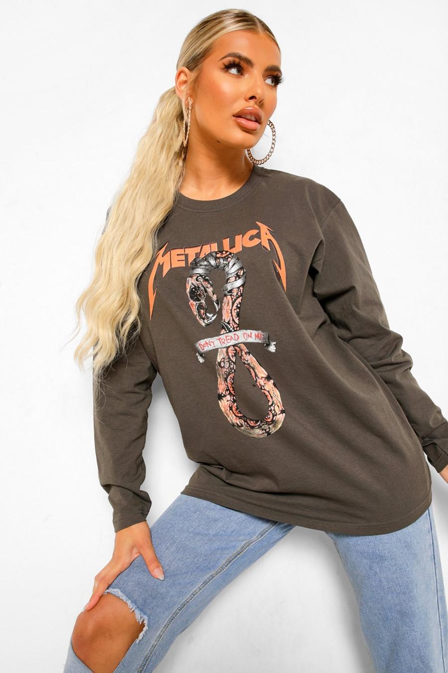Charcoal grey Långärmad t-shirt med Metallica-tryck
