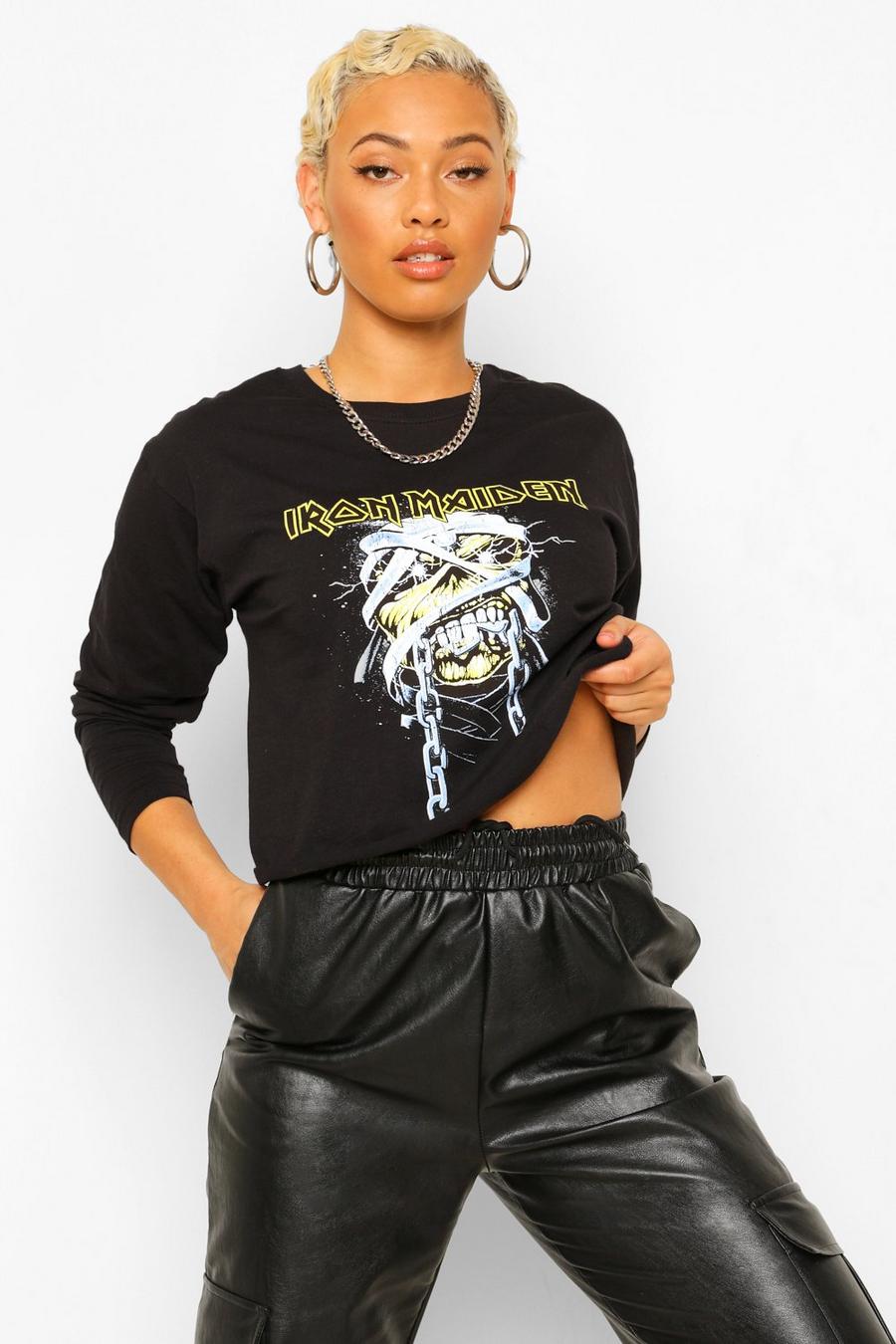 Iron Maiden Long Sleeve Crop License Graphic T-Shirt image number 1