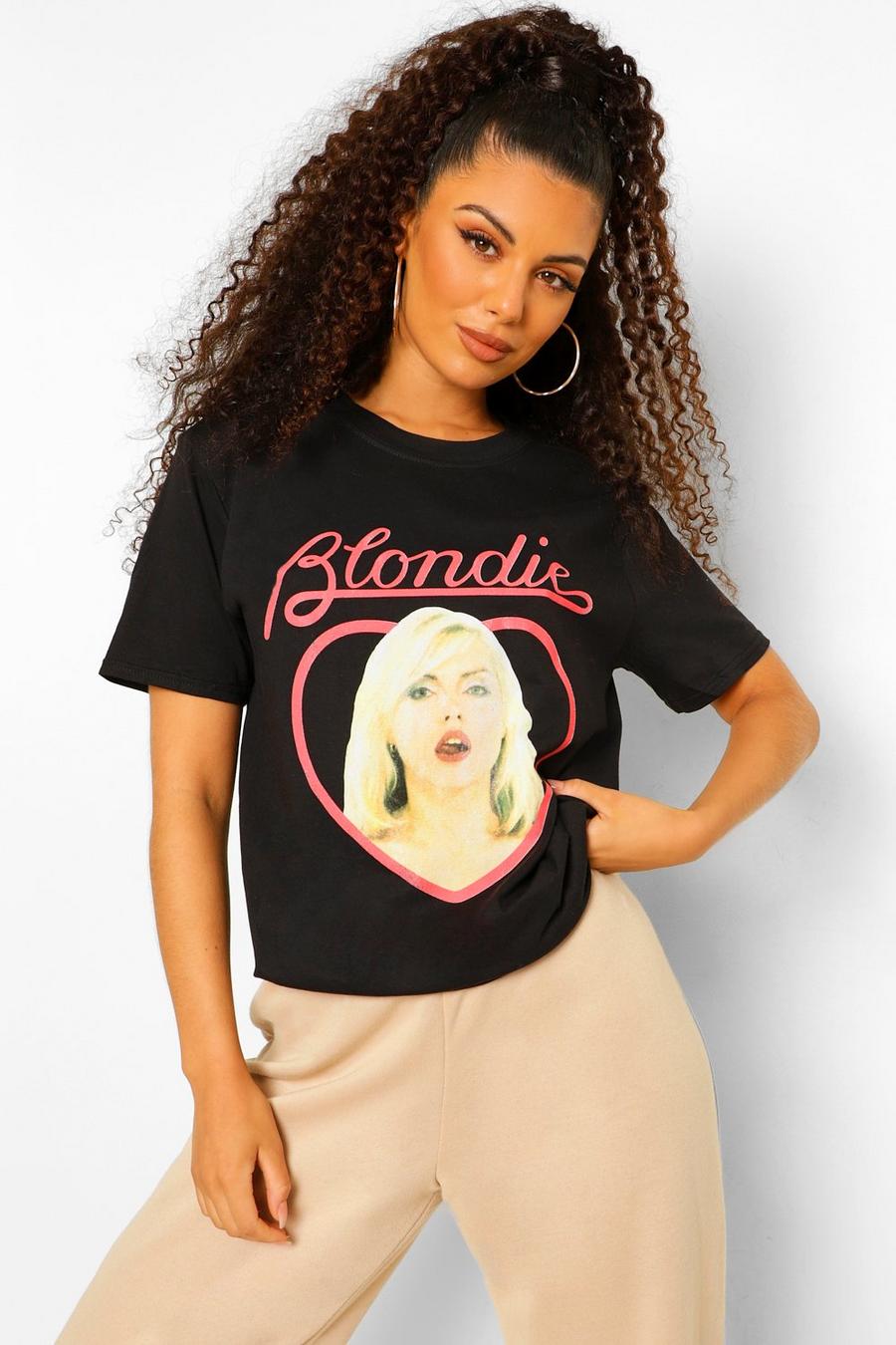 Black Blondie Heart Print License T-Shirt image number 1