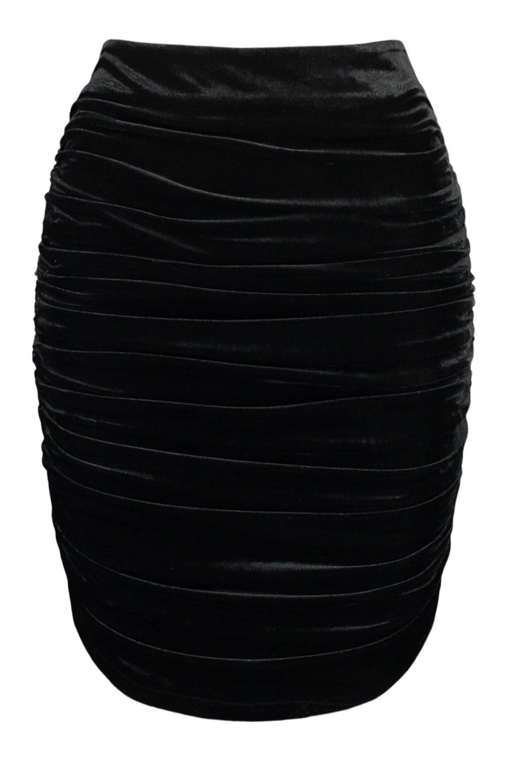 Velvet Ruched Mini Skirt boohoo CA