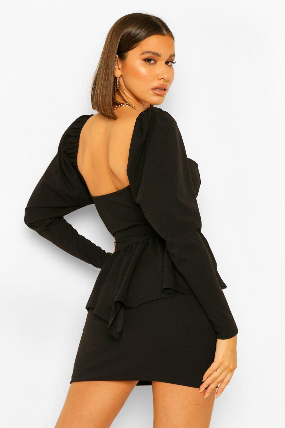 Vestido negro online peplum