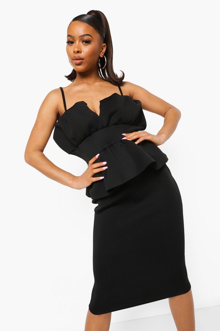 Strapless Peplum Dress - Black