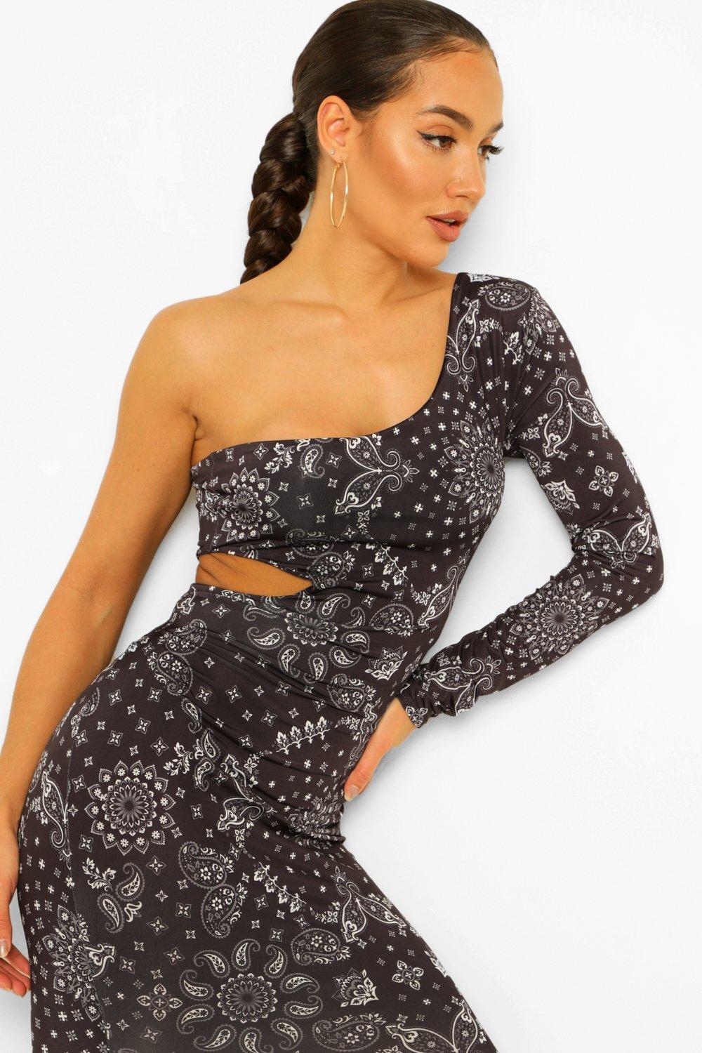 Bandana One Shoulder Midi Dress | boohoo