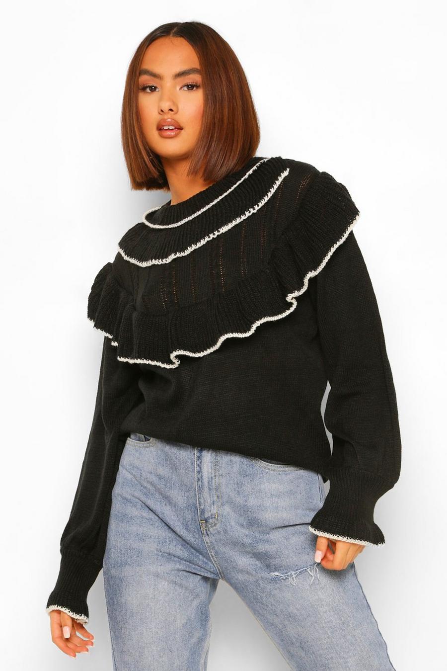 Black Frill Detail Sweater image number 1