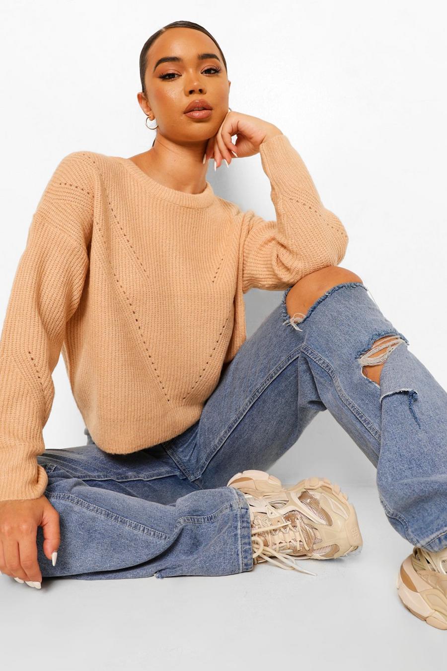 Biscuit Pointelle Boxy Sweater image number 1