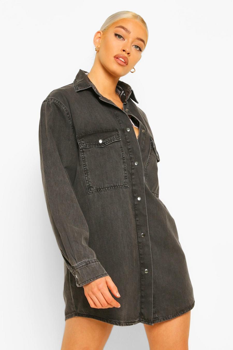 Robe chemise en jean oversize, Grey image number 1
