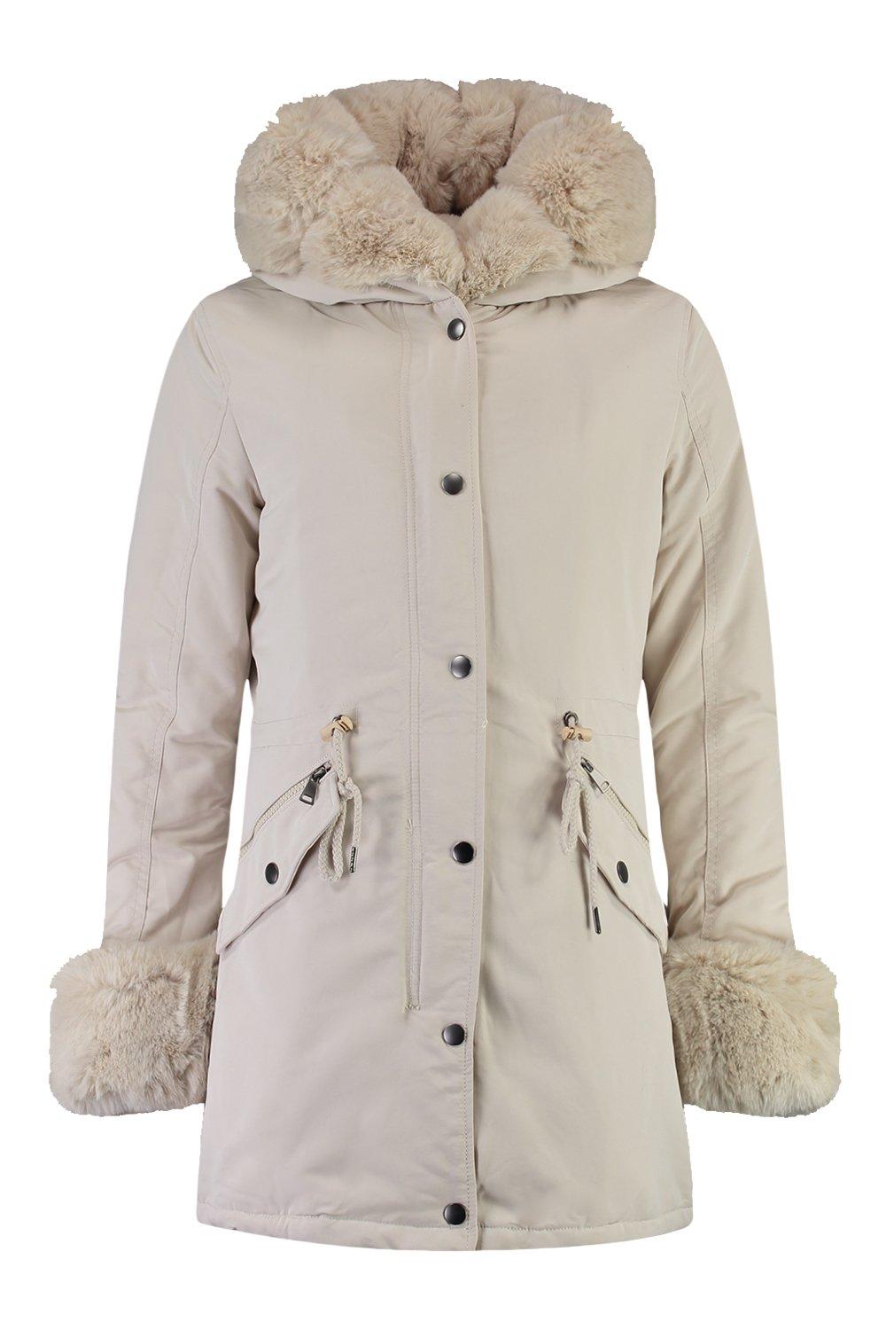 Womens Luxury Faux Fur Lined Parka db8702