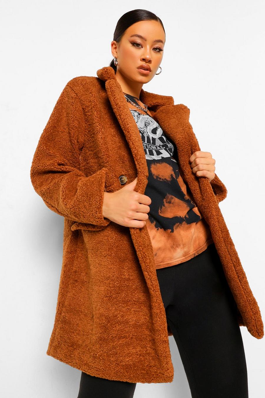 Ginger Double Breasted Teddy Faux Fur Coat image number 1