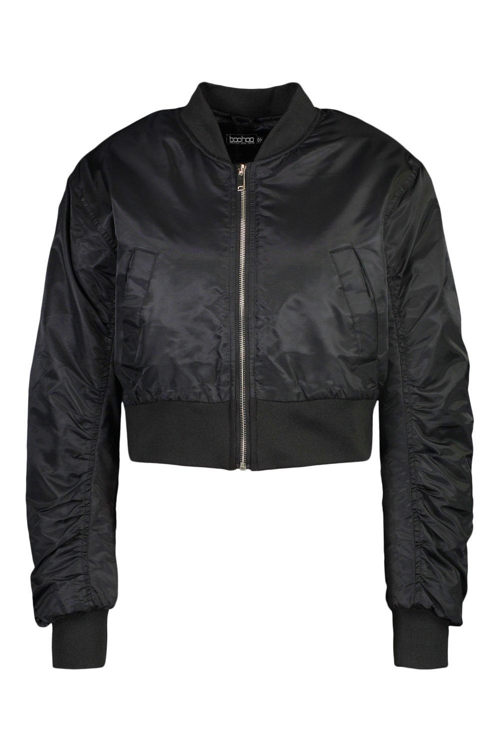 Cropped padded shop bomber jacket