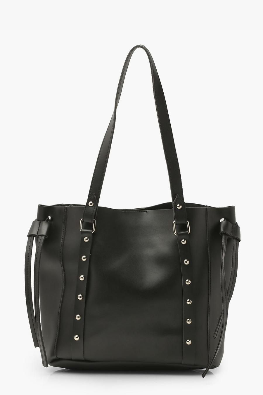 Black Stud Detail Shopper Bag image number 1