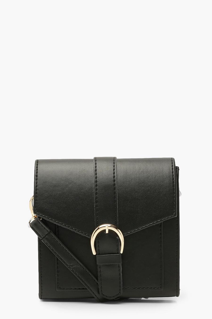 Black Simple Buckle Detail Cross Body Bag image number 1