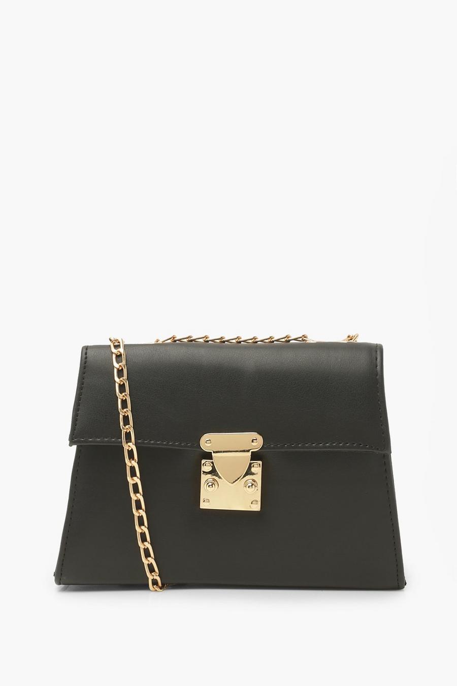 Black Padded Structured Cross Body Bag image number 1