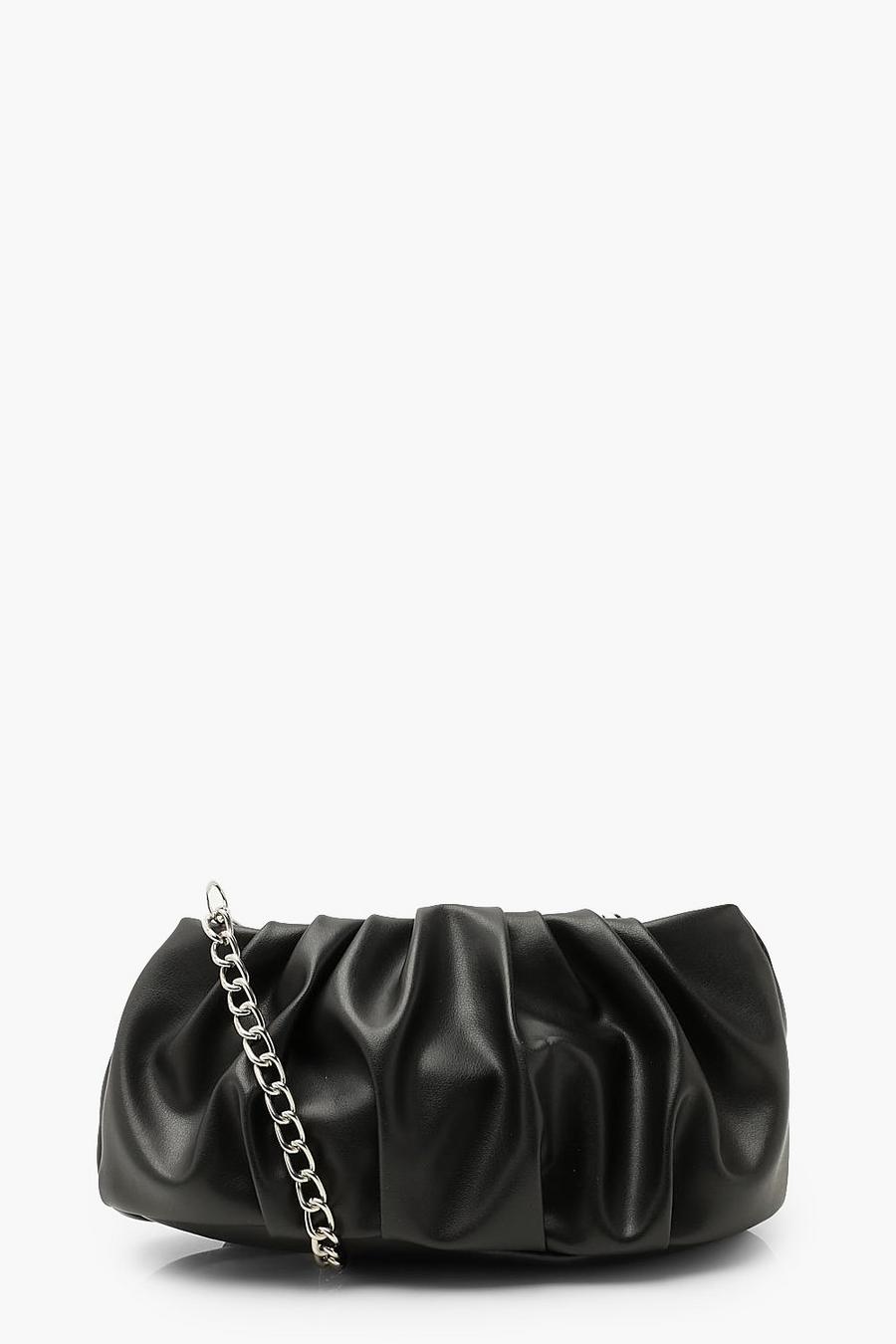 Black Mini Slouchy Gathered Clutch Bag image number 1